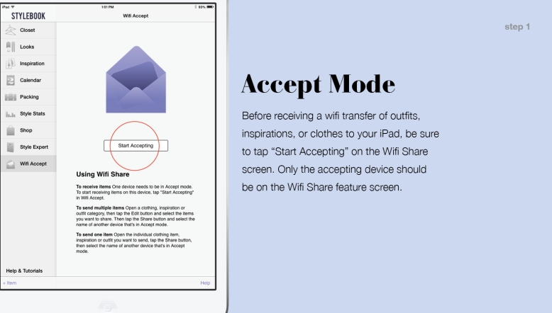 Stylebook Wifi Share On iPad